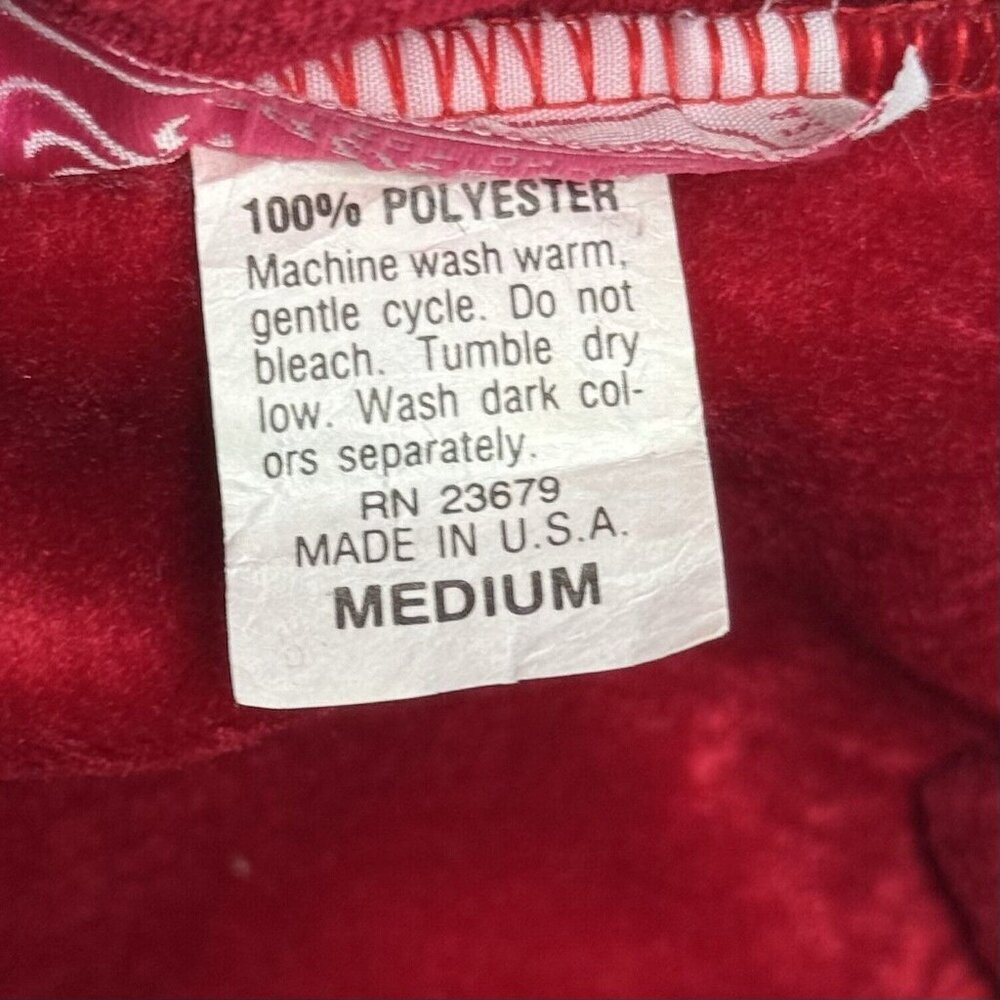 Vtg Heather Collection Robe Size Medium Red Velour 1/2 Zip Pocket Grandmacore - Picture 8 of 8